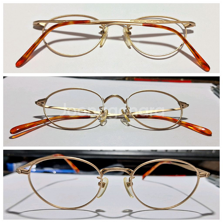 타케오 키쿠치 302 메탈 골드 라운드 빈티지 안경테--1