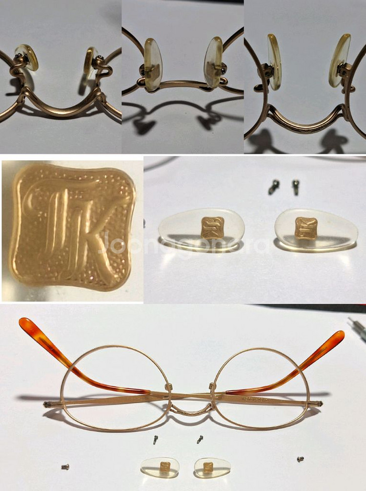 타케오 키쿠치 302 메탈 골드 라운드 빈티지 안경테--3