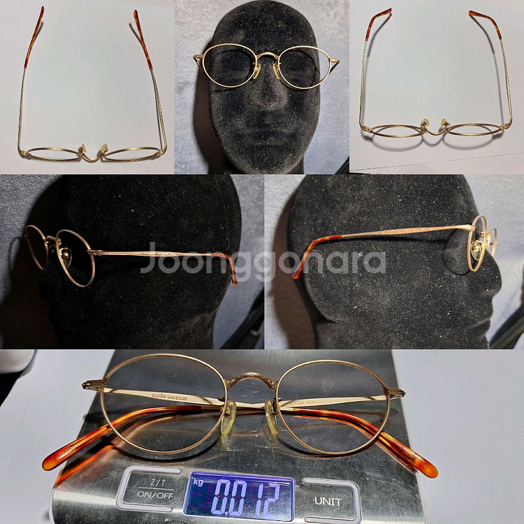 타케오 키쿠치 302 메탈 골드 라운드 빈티지 안경테--5