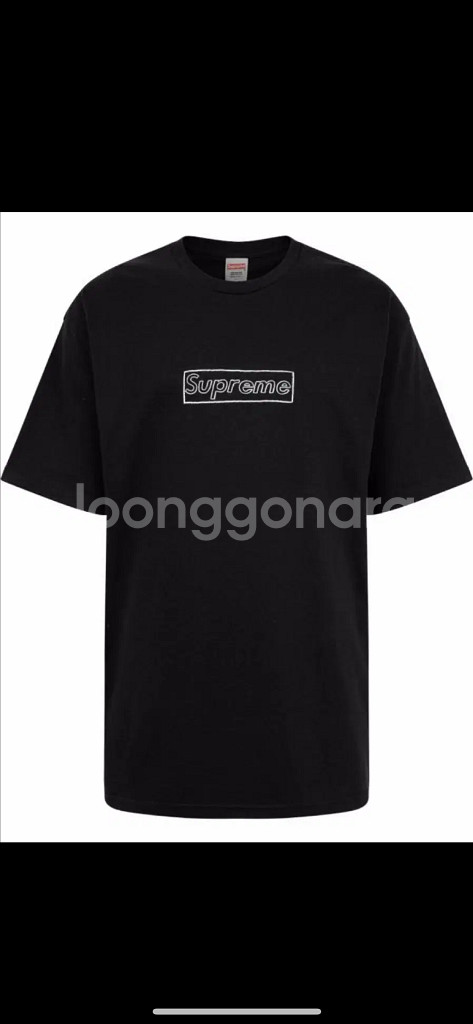 (XL) 슈프림 X 카우스 초크 로고 반팔 티셔츠--0