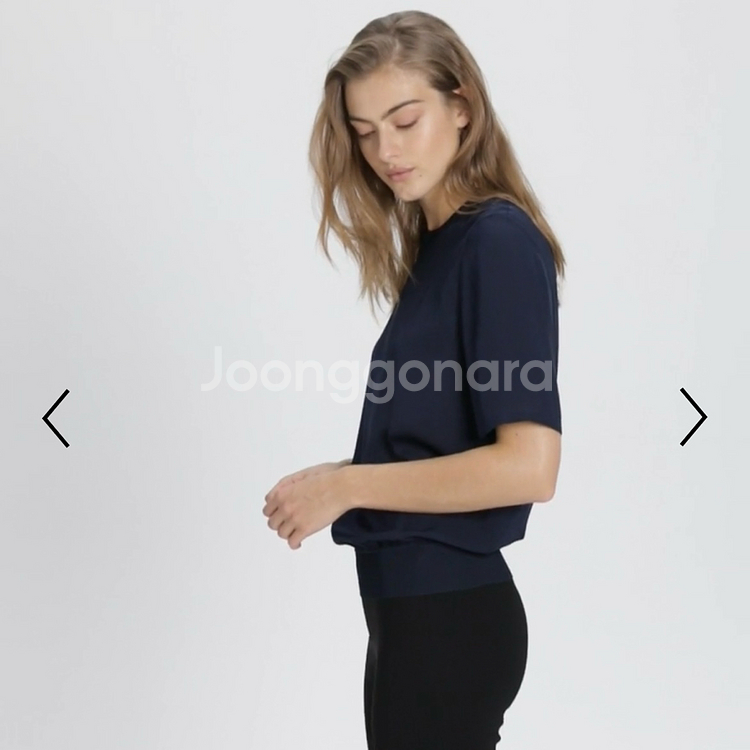 띠어리 실크100% 콤보 티셔츠 반팔 블라우스--4