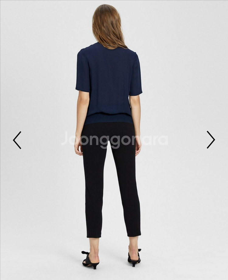 띠어리 실크100% 콤보 티셔츠 반팔 블라우스--3