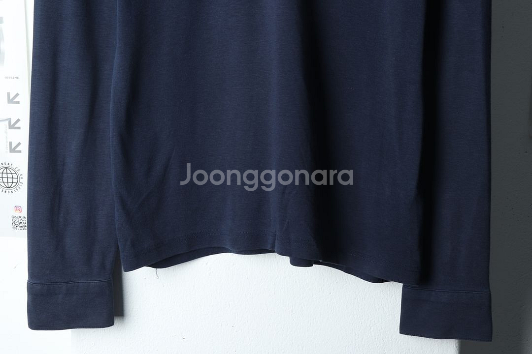 (M) 솔리드옴므 카라 긴팔티셔츠 네이비 유니크--3