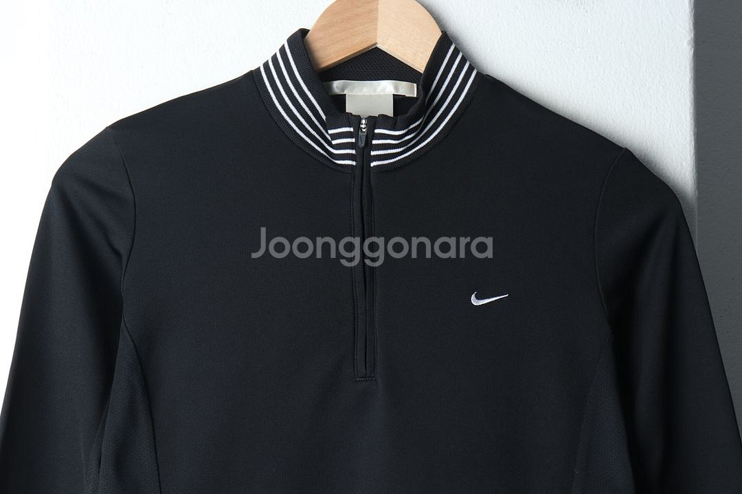 W(M) 나이키 카라 긴팔티셔츠 골프 반집업 블랙--2