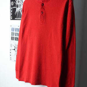 (M-L) 브랜드빈티지 긴팔티셔츠 엘엘빈 헨리넥 레드