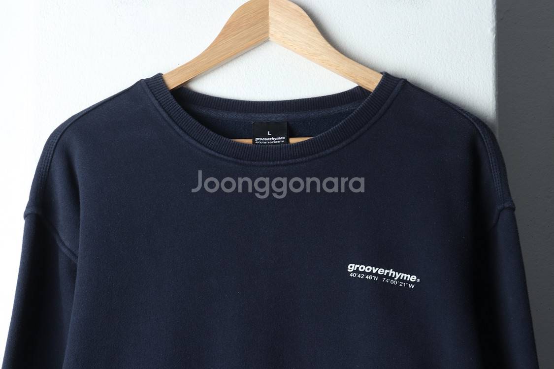 (L) 그루브라임 맨투맨 티셔츠 네이비 기모 올드스쿨--2