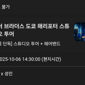 10/6 도쿄 해리포터 스튜디오 [14:30, 성인2]