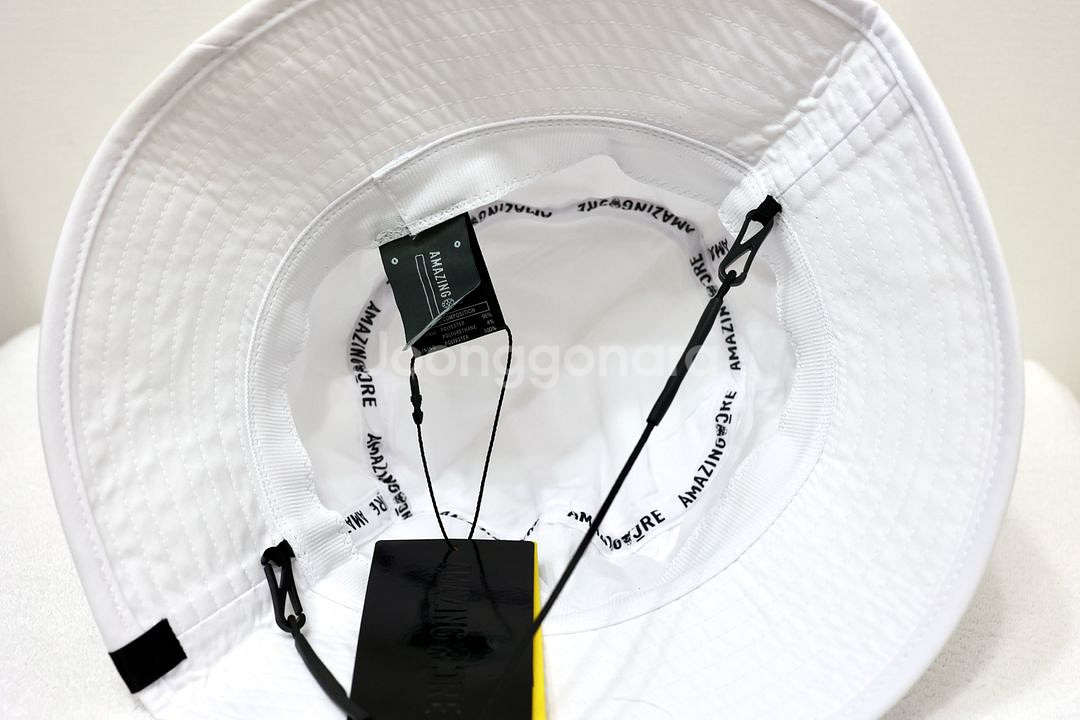 어메이징크리 화이트 남여공용 버킷햇 골프모자--5