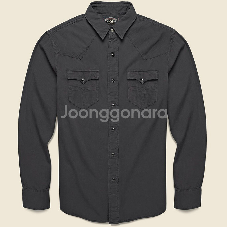 RRL 슬림핏 트윌 웨스턴셔츠 블랙 xl--0