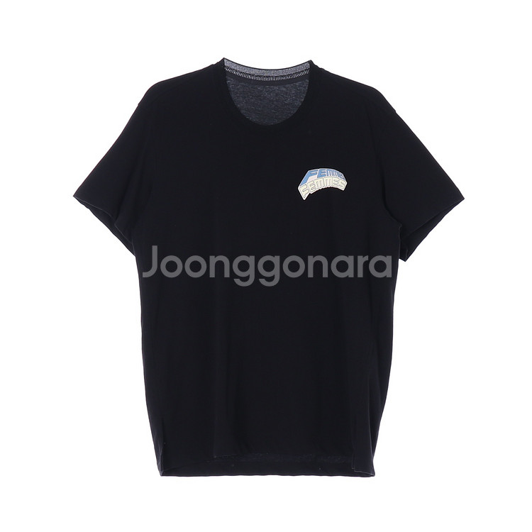 [S]시스템 블랙 그래픽 오버핏 반팔 니트 티셔츠--0