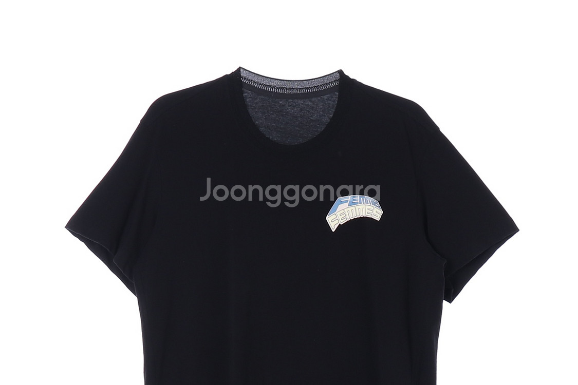 [S]시스템 블랙 그래픽 오버핏 반팔 니트 티셔츠--1