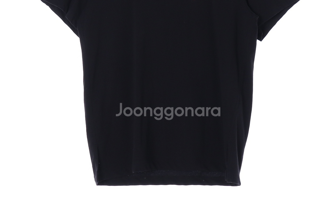 [S]시스템 블랙 그래픽 오버핏 반팔 니트 티셔츠--2