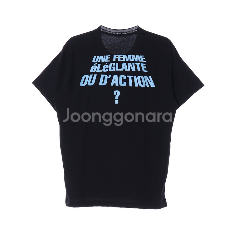 [S]시스템 블랙 그래픽 오버핏 반팔 니트 티셔츠--3