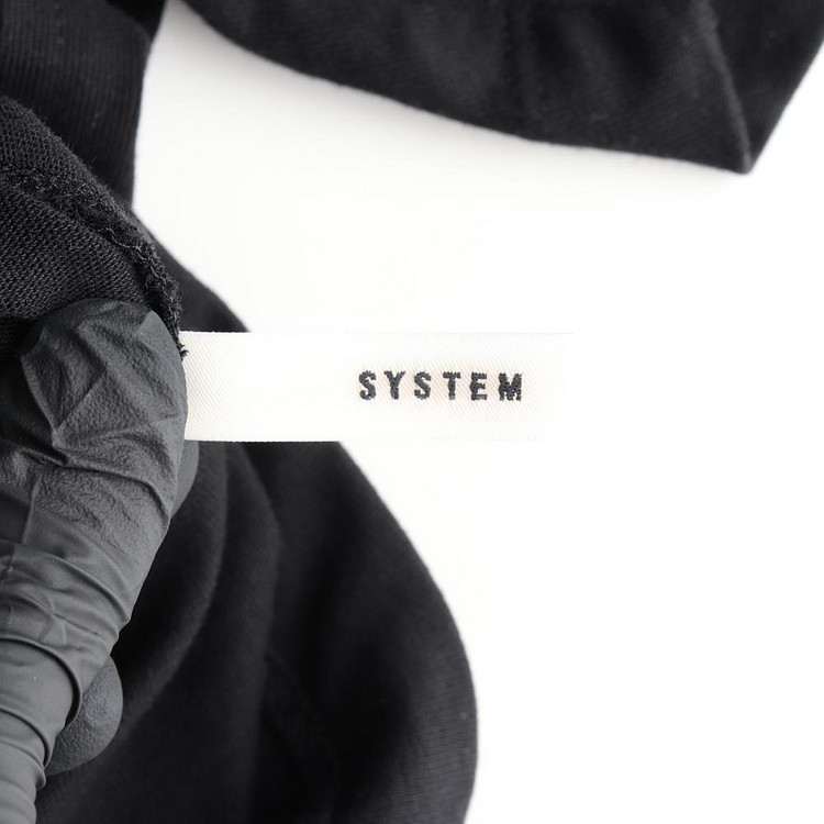 [S]시스템 블랙 그래픽 오버핏 반팔 니트 티셔츠--4