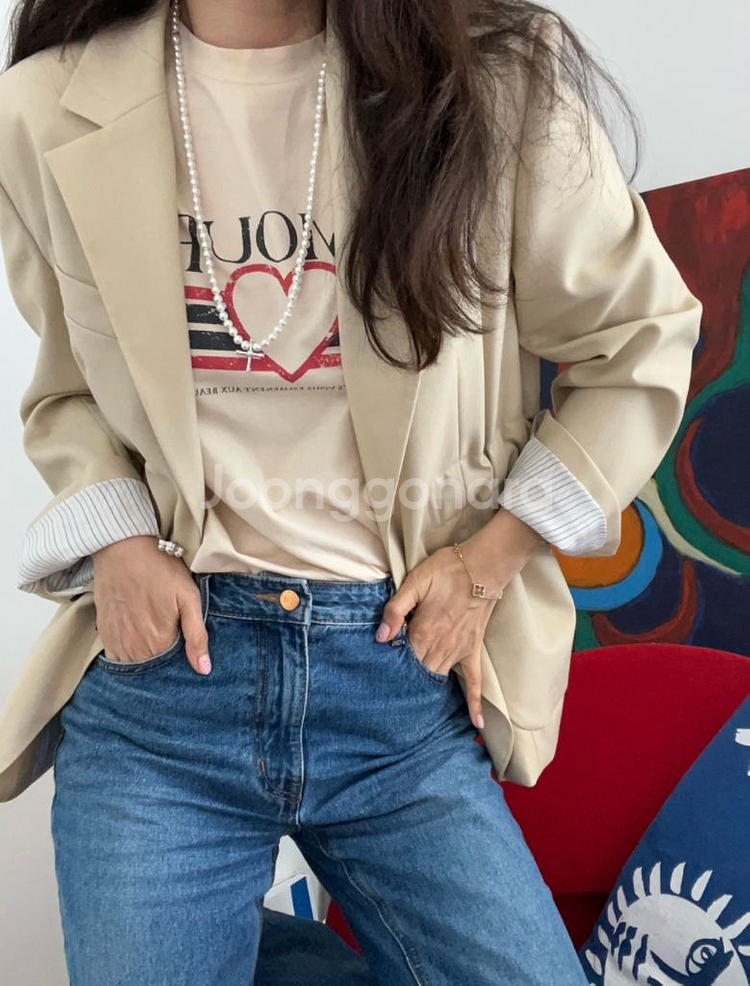 [코스모폴리탄 예지스]LAMOUR 티셔츠(버터)--1