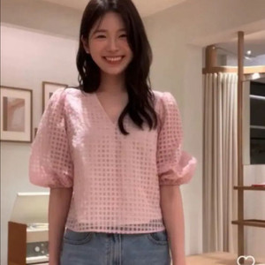 시에 sie 벨 셀리나 체크 블라우스