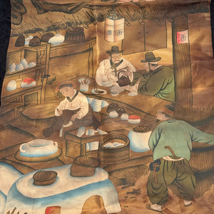오래된 조선시대 주막 풍속도 민속화 그림