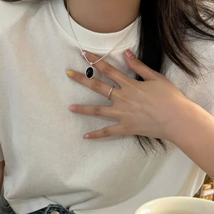 남녀공용 실버 팬던트 목걸이