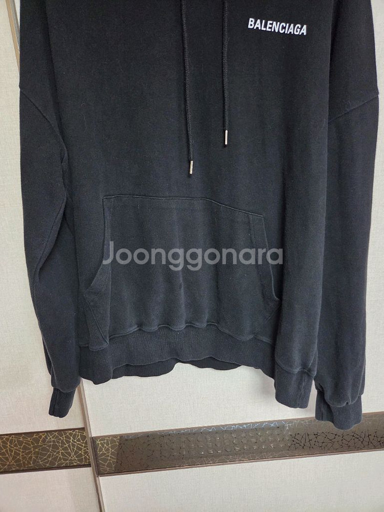 럭셔리 면소재 블랙 후드티XL[중고]--3