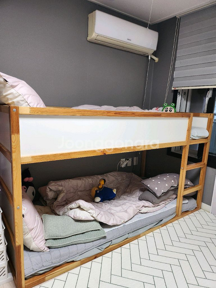 어린이 침대, 이케아 쿠라 2층 침대 (매트리스 2개--2