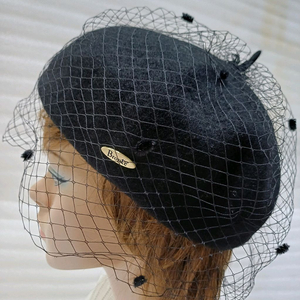 정품 브론테 베일 베레모 블랙 여성 모직 모자 사랑봉봉