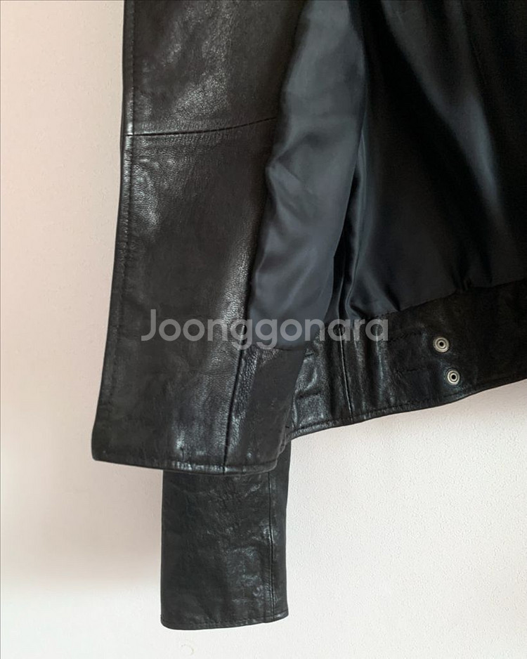 블랙 천연 양가죽 라이더 자켓, 가죽 자켓--5