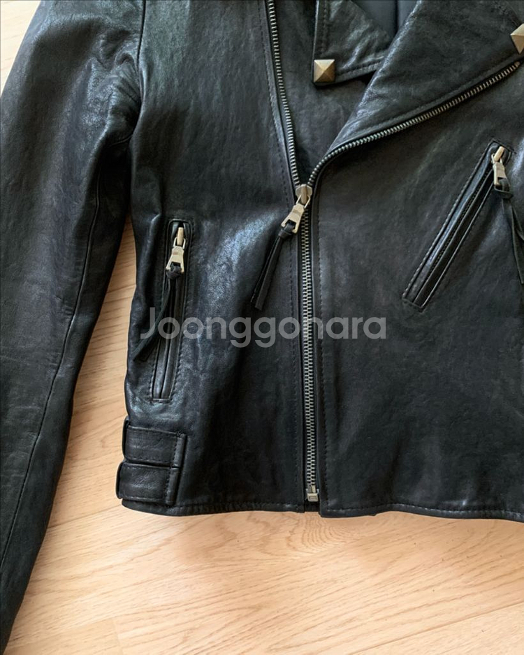 블랙 천연 양가죽 라이더 자켓, 가죽 자켓--7