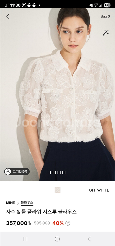 마인 자수 플리워 시스루 블라우스--0