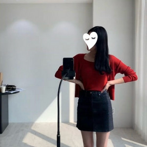시에 아이린 에센셜 가디건+슬리브리스 스칼렛레드