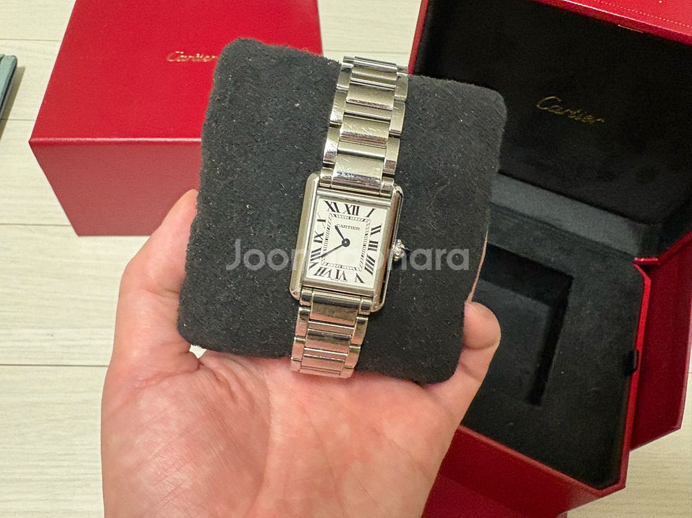 까르띠에 탱크 머스트 스틸 스몰--1