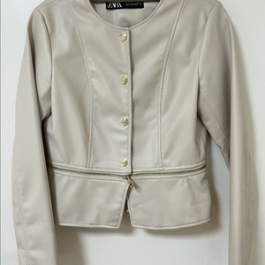 자라 투웨이 레더 자켓 zara 베이지