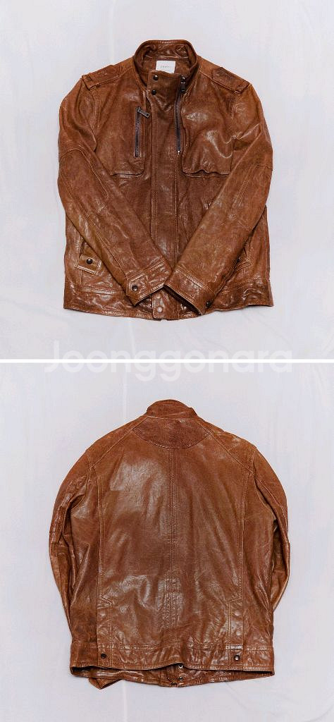 올드레더 워싱 브라운 쉽스킨 양가죽 라이더 자켓 100--2