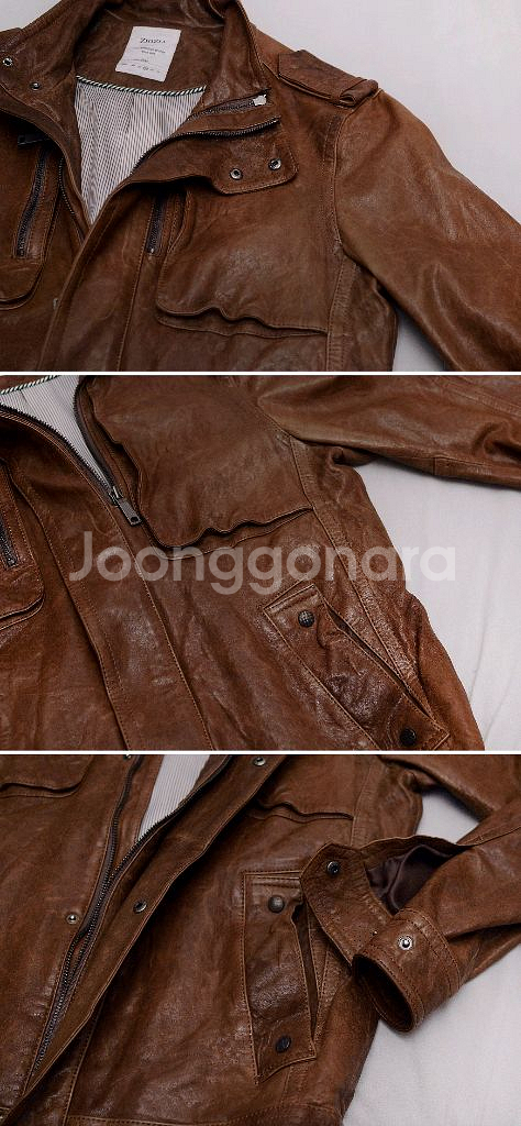 올드레더 워싱 브라운 쉽스킨 양가죽 라이더 자켓 100--7