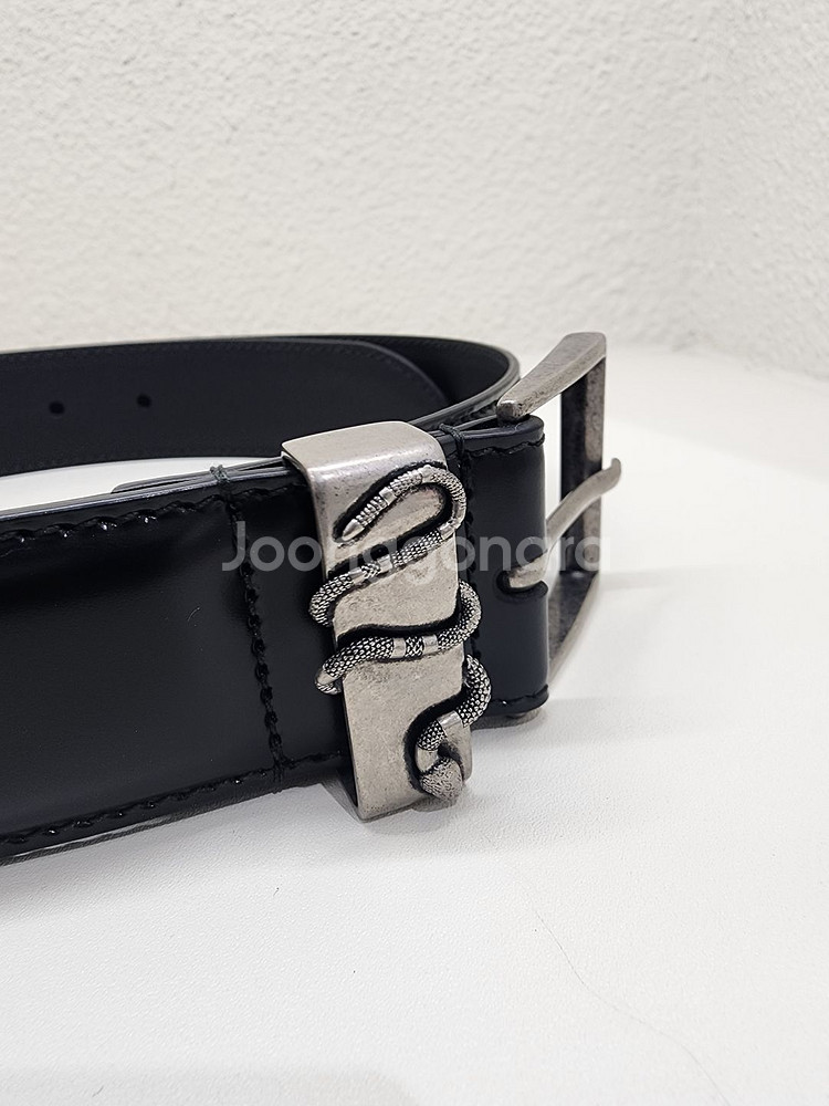 구찌 블랙 남성 스네이크 버클 벨트 495123--2