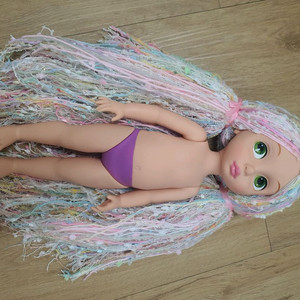 무지개색 머리 양모 털실 디즈니 베이비돌 라푼젤 애니메