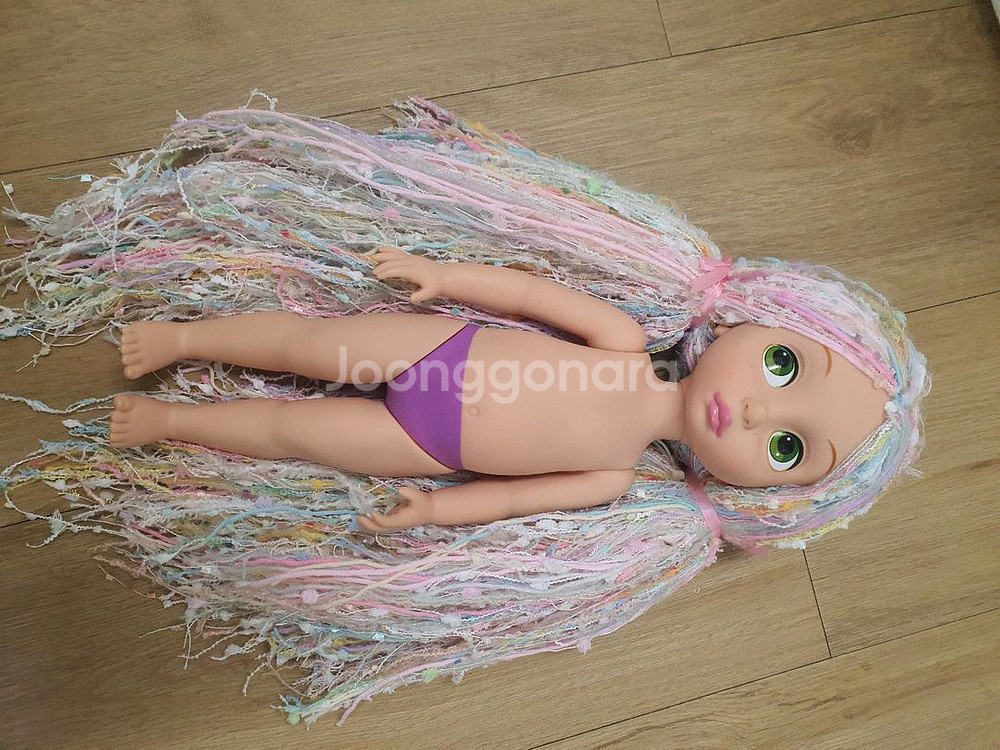 무지개색 머리 양모 털실 디즈니 베이비돌 라푼젤 애니메--1