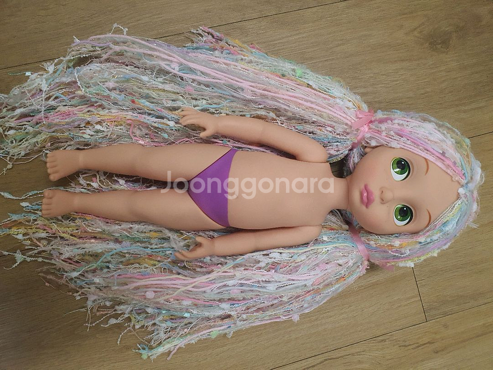 무지개색 머리 양모 털실 디즈니 베이비돌 라푼젤 애니메--2