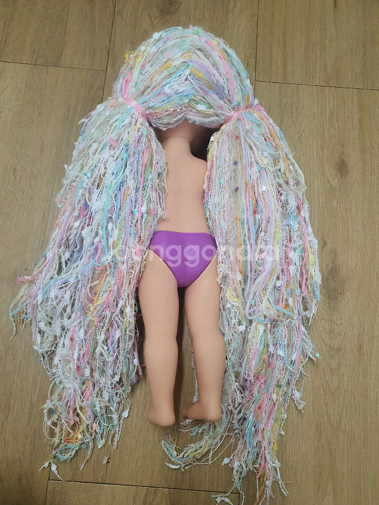 무지개색 머리 양모 털실 디즈니 베이비돌 라푼젤 애니메--7