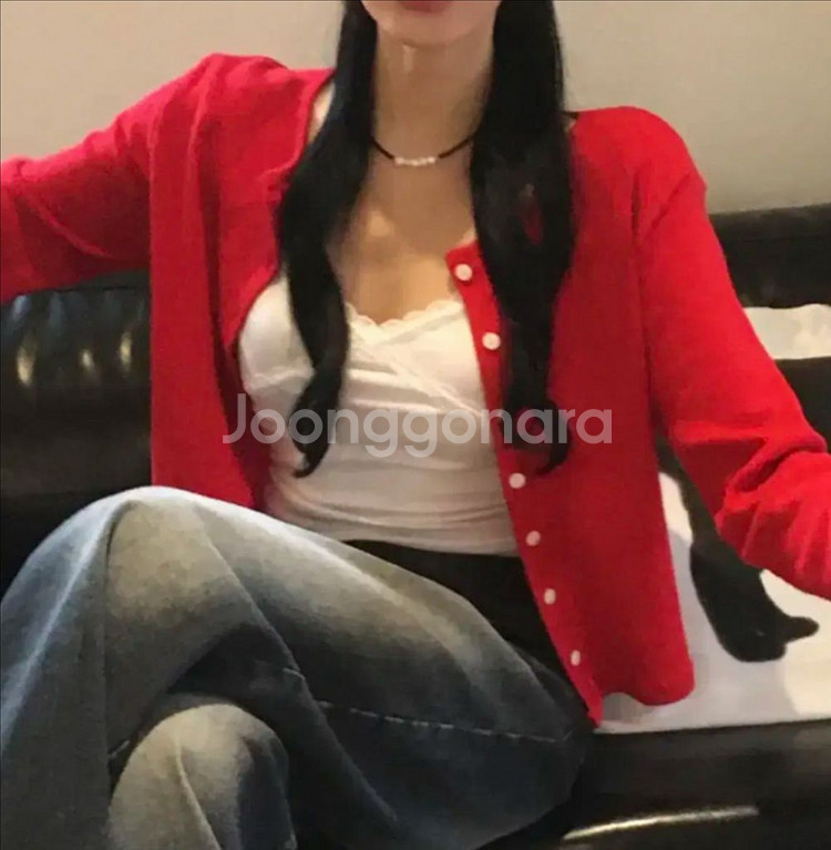 플라워 펀칭 가디건 여리여리 레드가디건--4