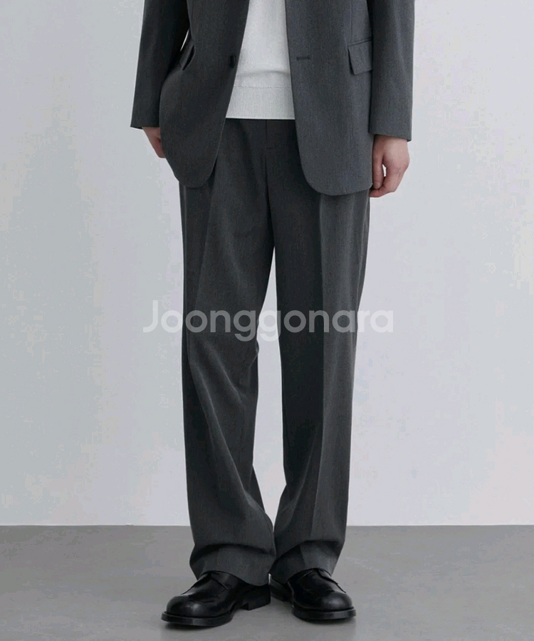무신사스탠다드 와이드 히든 밴딩 슬랙스 미디엄그레이--0