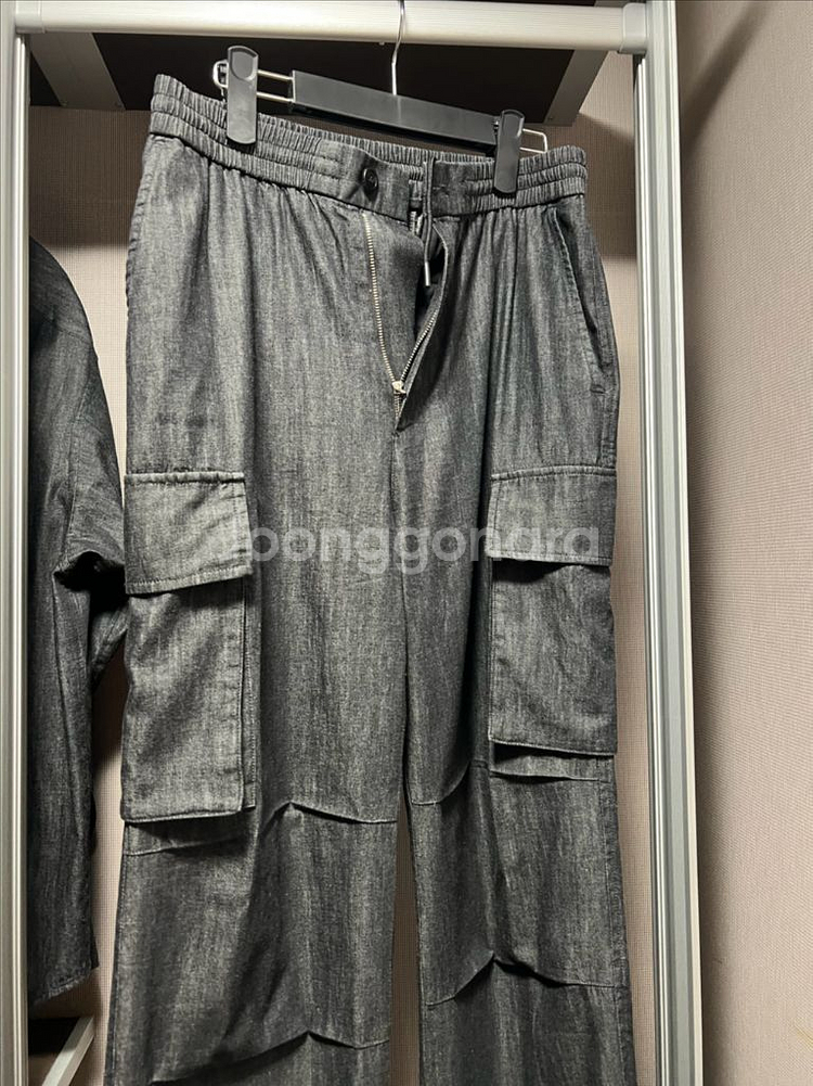 솔리드옴므 25ss 블랙데님셔츠/카고팬츠 세트 판매--6