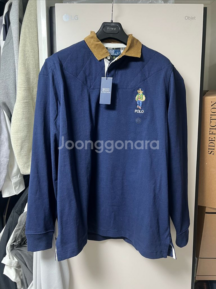 폴로 클래식핏 카라골덴 럭비티 네이비 L사이즈 새제품--0