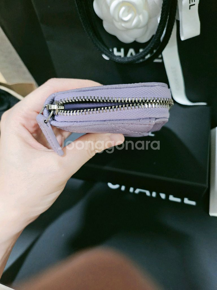 샤넬 클래식 지퍼돌이 카드지갑 라벤더 판매--4