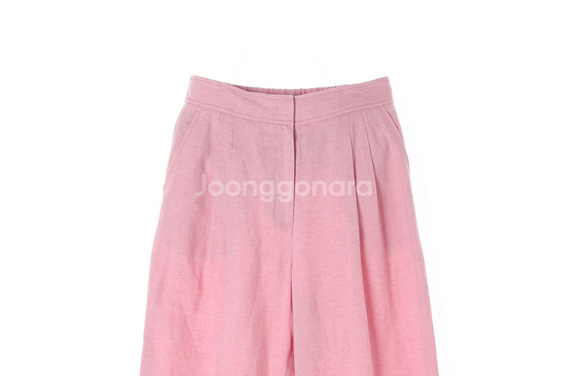 [S]오브제 린넨 핑크 뒷밴딩 와이드 여름 슬랙스 팬츠--1