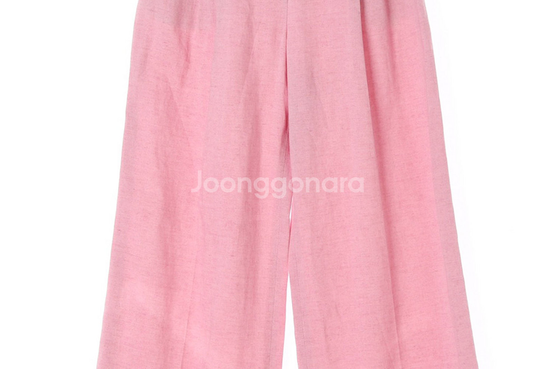 [S]오브제 린넨 핑크 뒷밴딩 와이드 여름 슬랙스 팬츠--2