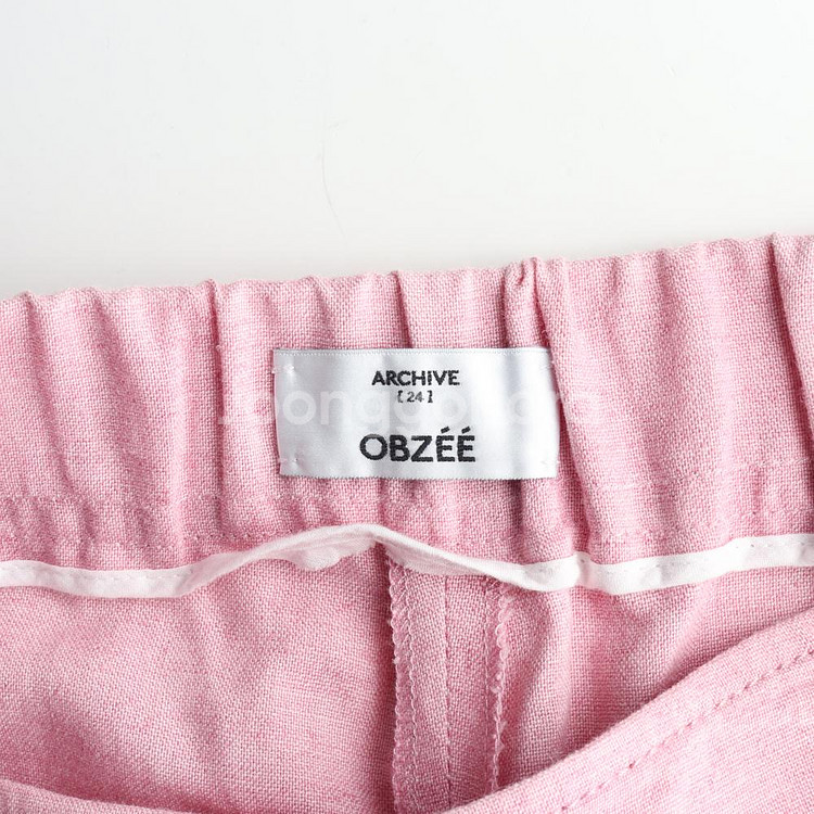 [S]오브제 린넨 핑크 뒷밴딩 와이드 여름 슬랙스 팬츠--5