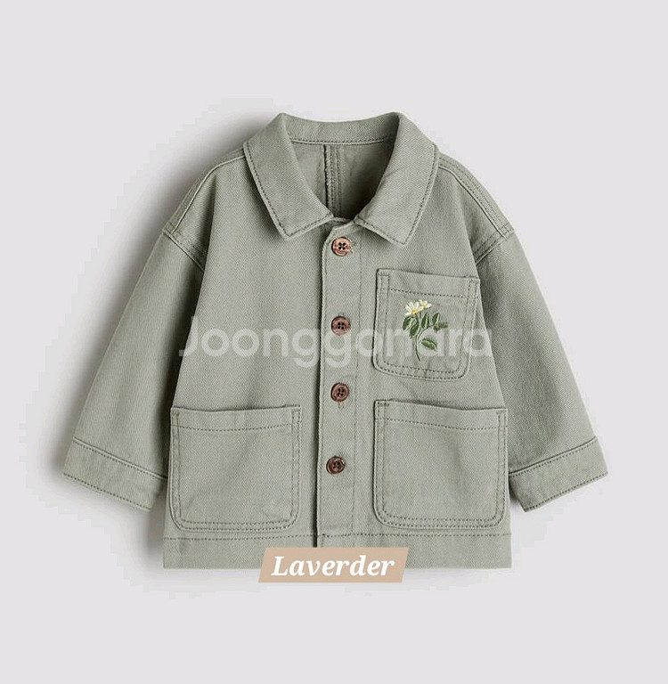 H&M 아기옷 자수 셔츠 면데님자켓 12M-18M--0