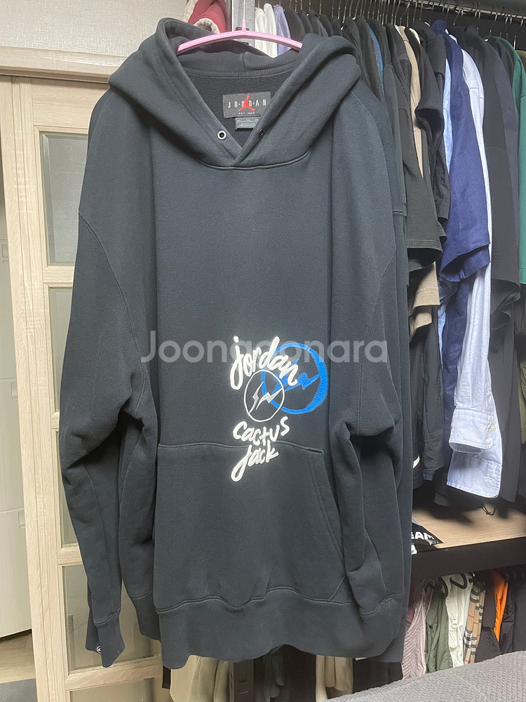 조던 x 트래비스 스캇 x 프라그먼트 후드 블랙 2XL--0