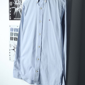(XS-S) 타미힐피거 셔츠 남방 연블루 무지 솔리드