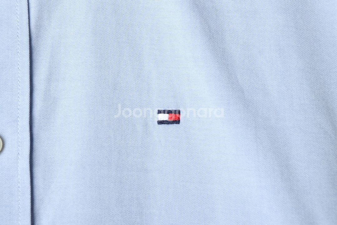 (XS-S) 타미힐피거 셔츠 남방 연블루 무지 솔리드--4